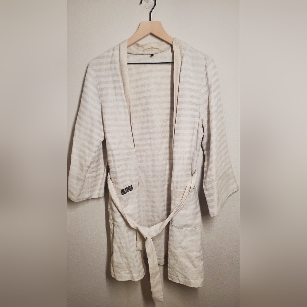 MARTINA Buranolace Venetian Striped Beige Women's Exclusive Luxury Robe